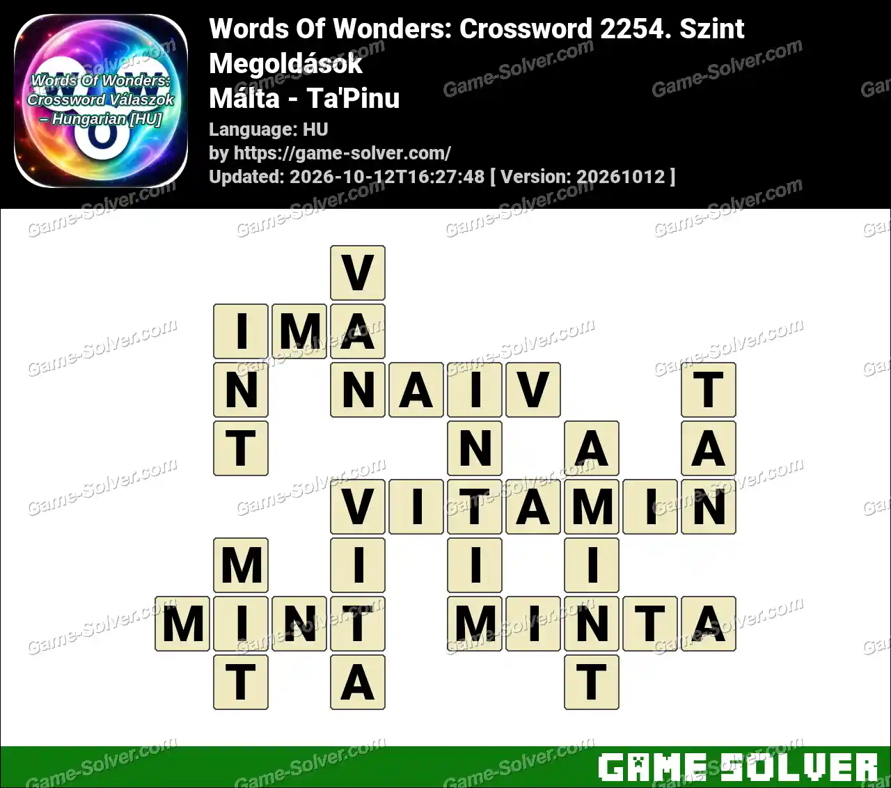 Words Of Wonders: Crossword 2254. Szint Megoldások – Málta – Ta’Pinu